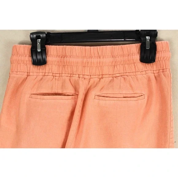 Athleta Cabo Linen Jogger‎ Pants size 4 Orange Peach zip pockets drawstring - Picture 4 of 12